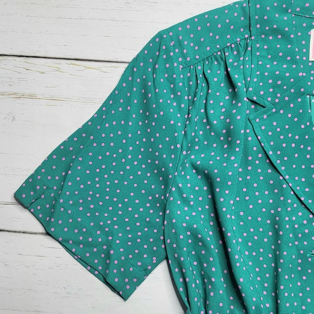 Kate Spade Poolside Dot Jumpsuit Emerald Green Pink Wide Leg Crop Belt Small 4 - Picture 6 of 11